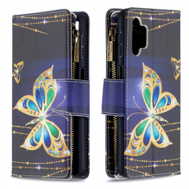 Κάλυμμα Samsung Galaxy A32 5G Πουγκί Με Φερμουάρ Art Butterflies