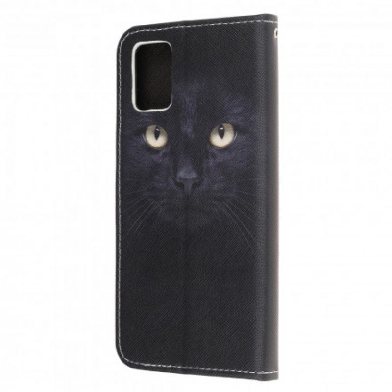 Θήκη Flip Samsung Galaxy A32 5G με κορδονι Strappy Black Cat Eyes