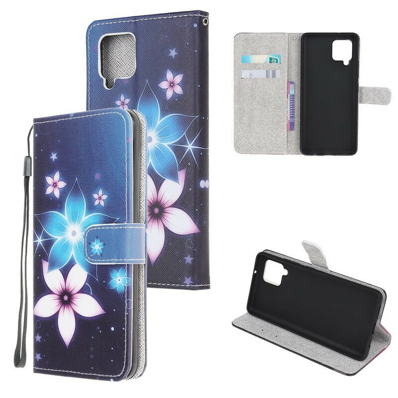 Κάλυμμα Samsung Galaxy M12 / A12 με κορδονι Λουλούδια Lunar Strap