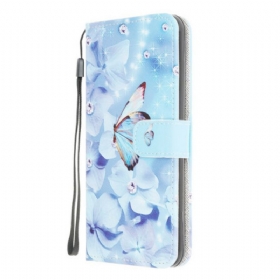 Κάλυμμα Samsung Galaxy M12 / A12 με κορδονι Strappy Diamond Butterflies