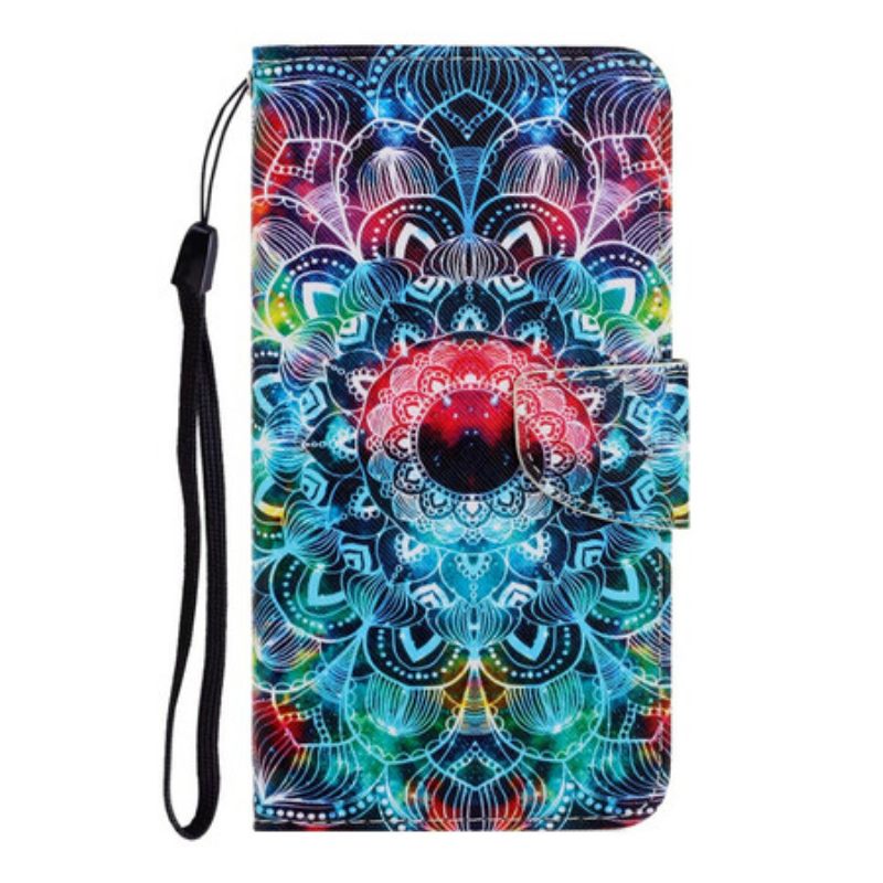 Θήκη Flip iPhone 12 / 12 Pro με κορδονι Flashy Strappy Mandala