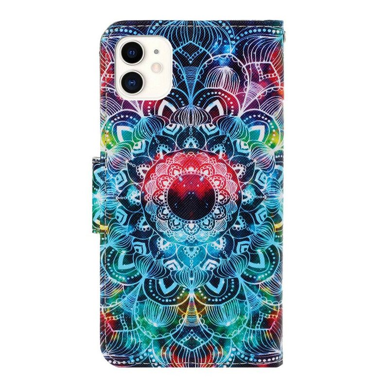 Θήκη Flip iPhone 12 / 12 Pro με κορδονι Flashy Strappy Mandala