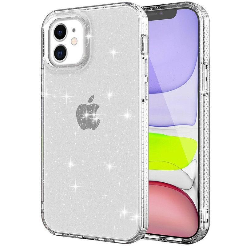 Θήκη iPhone 12 / 12 Pro Διαφανές Glitter Ενισχυμένο