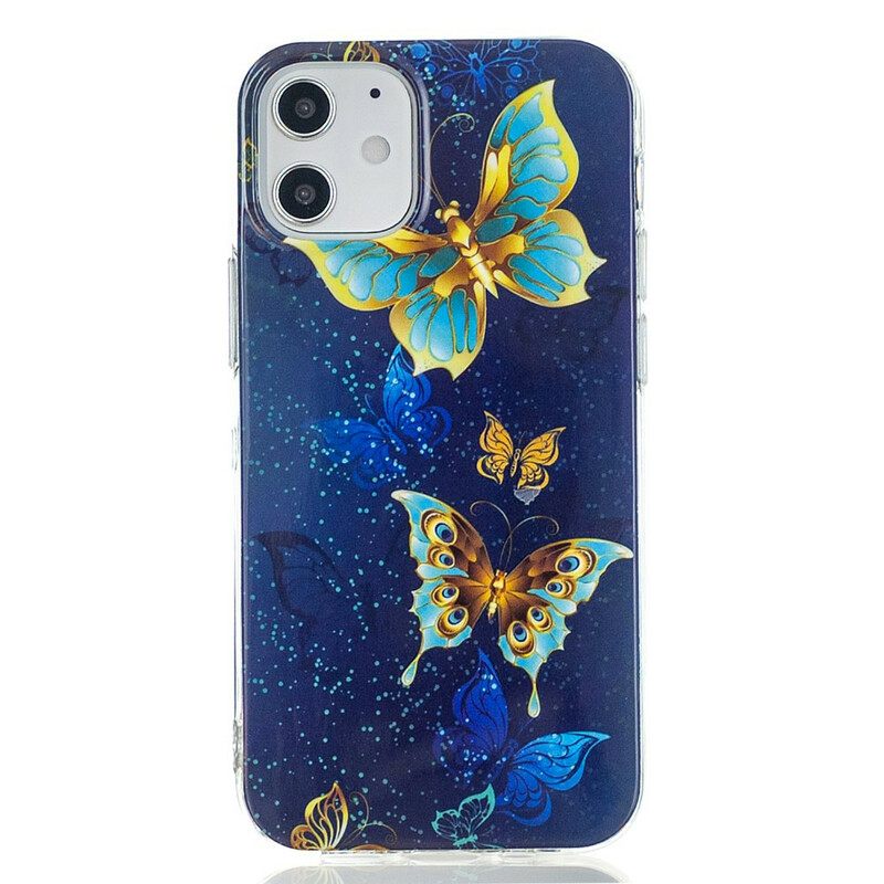 Θήκη iPhone 12 / 12 Pro Σειρά Fluorescent Butterflies