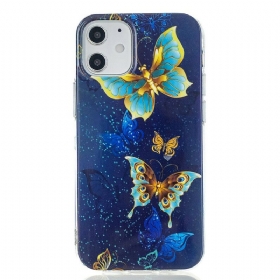 Θήκη iPhone 12 / 12 Pro Σειρά Fluorescent Butterflies