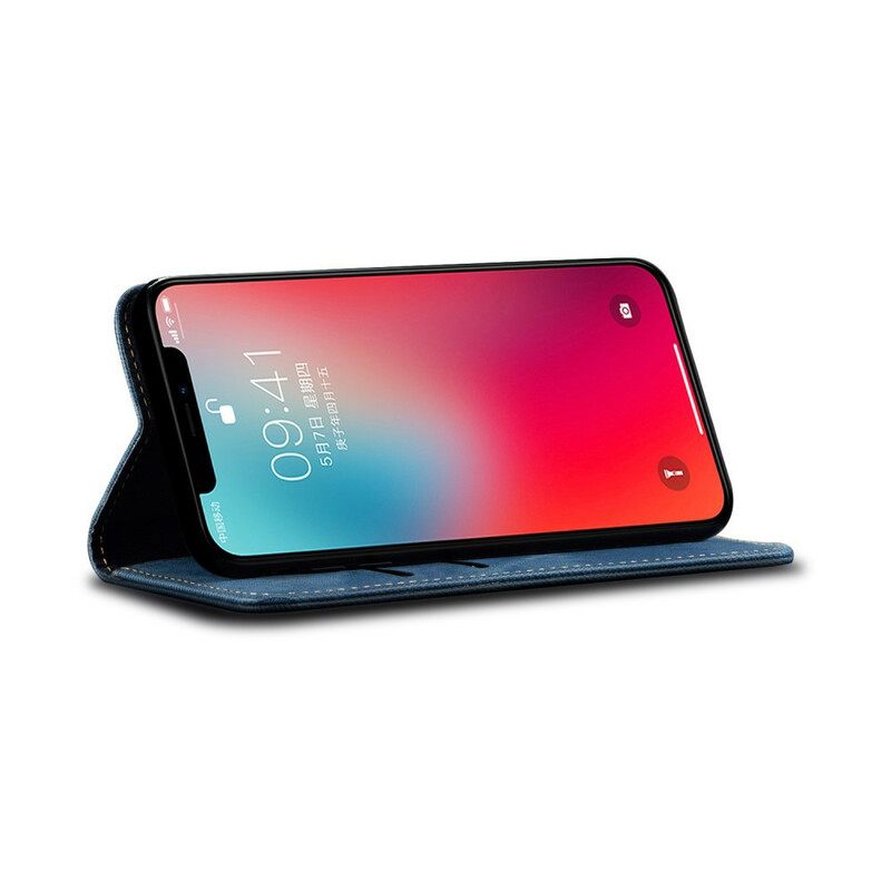 θηκη κινητου iPhone 12 / 12 Pro Θήκη Flip Υφή Τζιν Από Συνθετικό Δέρμα