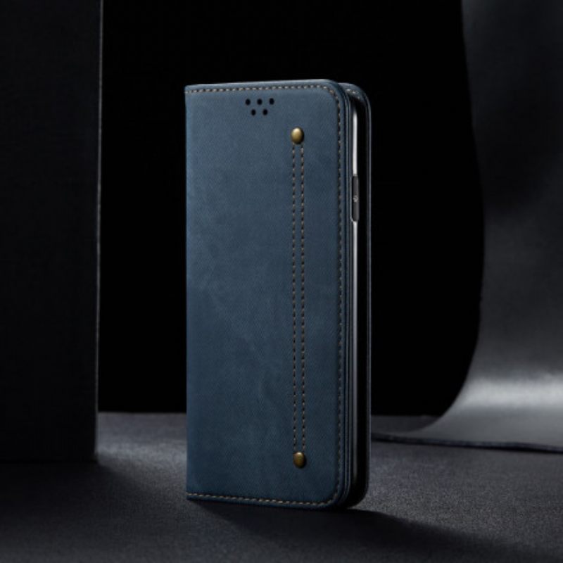 θηκη κινητου Xiaomi Redmi Note 9 5G Θήκη Flip Τζιν Ύφασμα