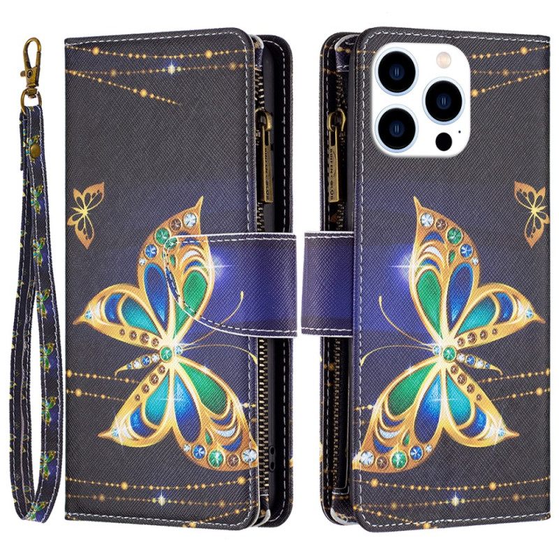 Δερματινη Θηκη iPhone 16 Pro Max Πορτοφόλι Rhinestone Butterflies