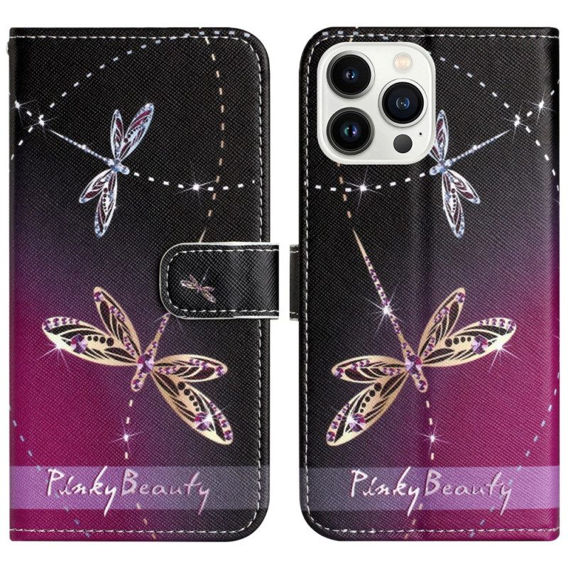 Δερματινη Θηκη iPhone 16 Pro Max Strap-on Dragonflies