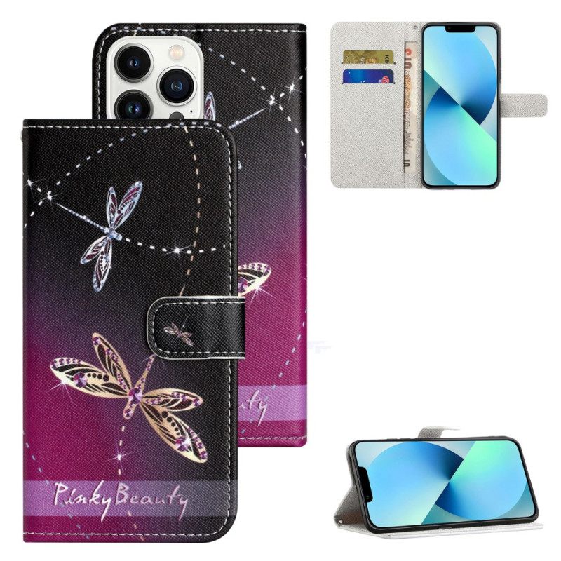 Δερματινη Θηκη iPhone 16 Pro Max Strap-on Dragonflies