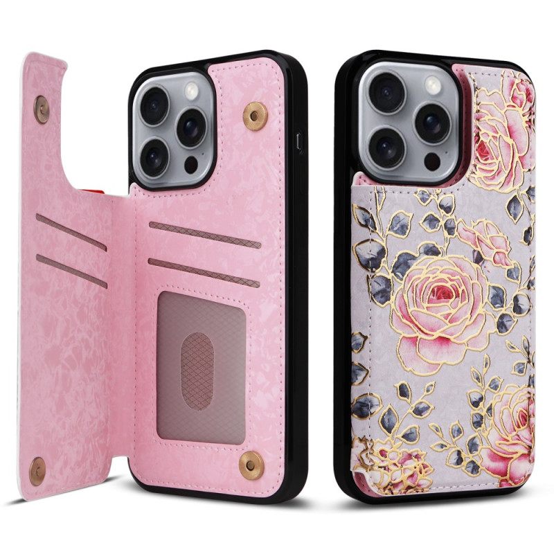 Κάλυμμα iPhone 16 Pro Max Rfid Blocking Floral Card Holder