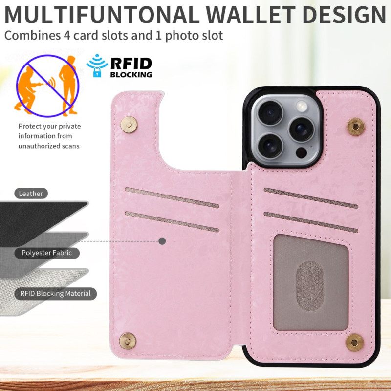 Κάλυμμα iPhone 16 Pro Max Rfid Blocking Floral Card Holder