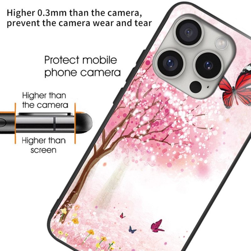 Κάλυμμα iPhone 16 Pro Max Θήκες Κινητών Tempered Glass Cherry Blossoms