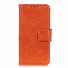 Κάλυμμα Oppo Reno 6 Pro 5G Πορτοκαλί Split Nappa Leather