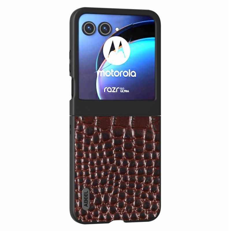 Κάλυμμα Motorola Razr 50 Abeel Crocodile Style Leather