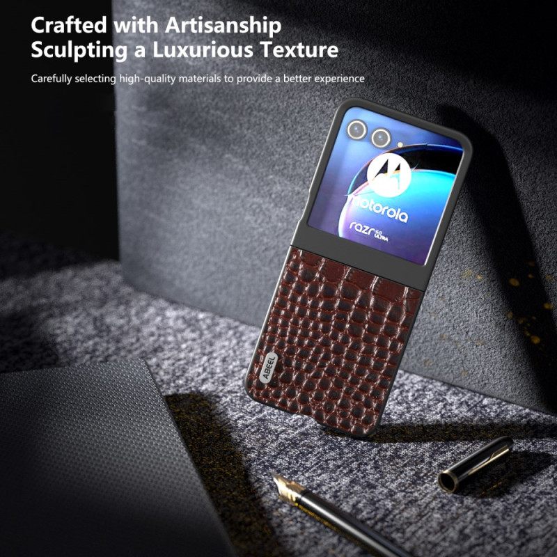 Κάλυμμα Motorola Razr 50 Abeel Crocodile Style Leather