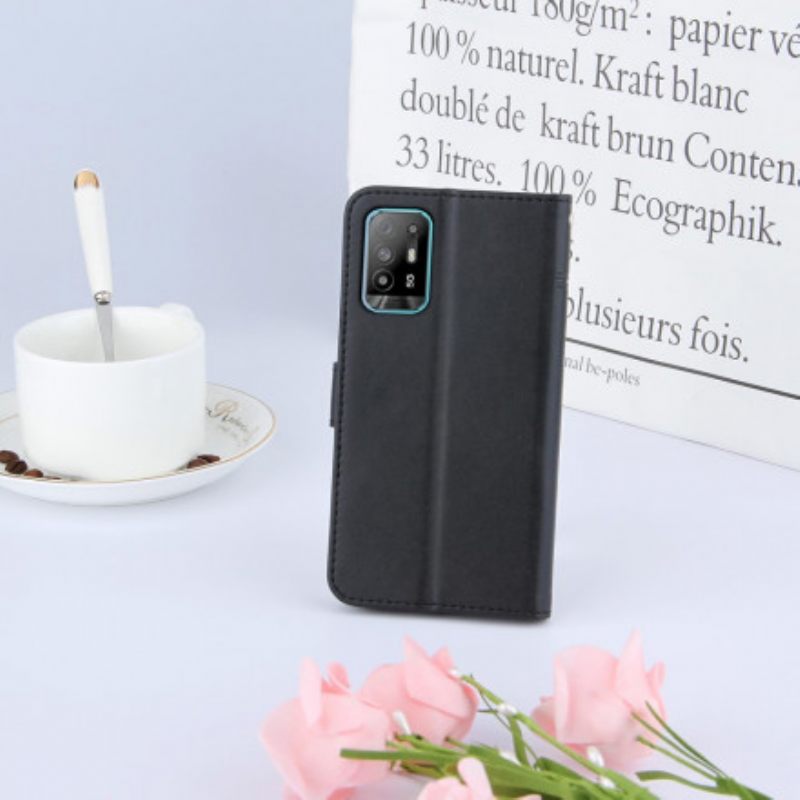 δερματινη θηκη Oppo A94 5G με κορδονι Strappy Geo Leather Effect