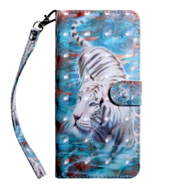 Κάλυμμα Oppo A94 5G Faux Leather Tiger Με Κορδόνι