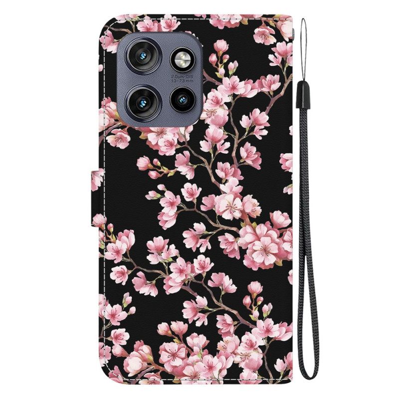 Δερματινη Θηκη Motorola Edge 50 Neo Plum Blossoms