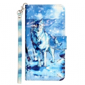 Δερματινη Θηκη Samsung Galaxy S24 Fe Snow Wolf With Strap Σιλικόνης