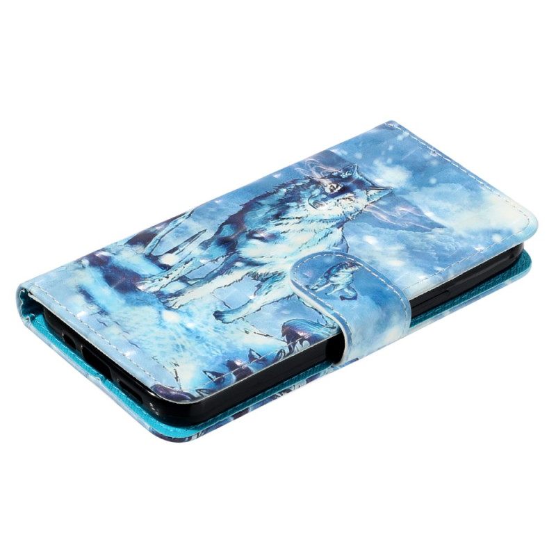 Δερματινη Θηκη Samsung Galaxy S24 Fe Snow Wolf With Strap Σιλικόνης