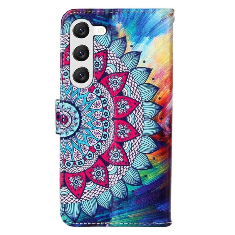 Κάλυμμα Samsung Galaxy S23 Plus 5G με κορδονι Πολύχρωμο Strappy Mandala