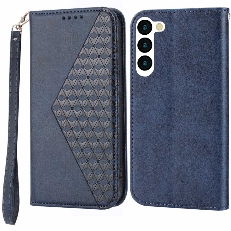 θηκη κινητου Samsung Galaxy S23 Plus 5G με κορδονι Θήκη Flip 3d Pattern Strappy