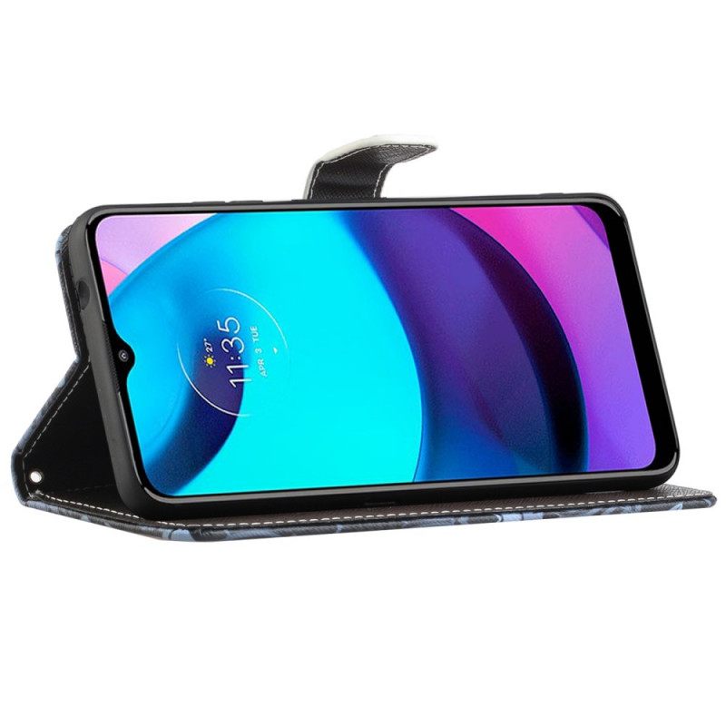 Κάλυμμα Moto G71 5G με κορδονι Strappy Black Cat Eyes