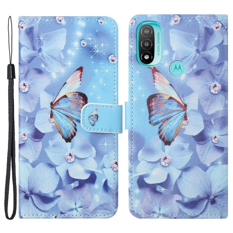 Κάλυμμα Moto G71 5G με κορδονι Strappy Diamond Butterflies