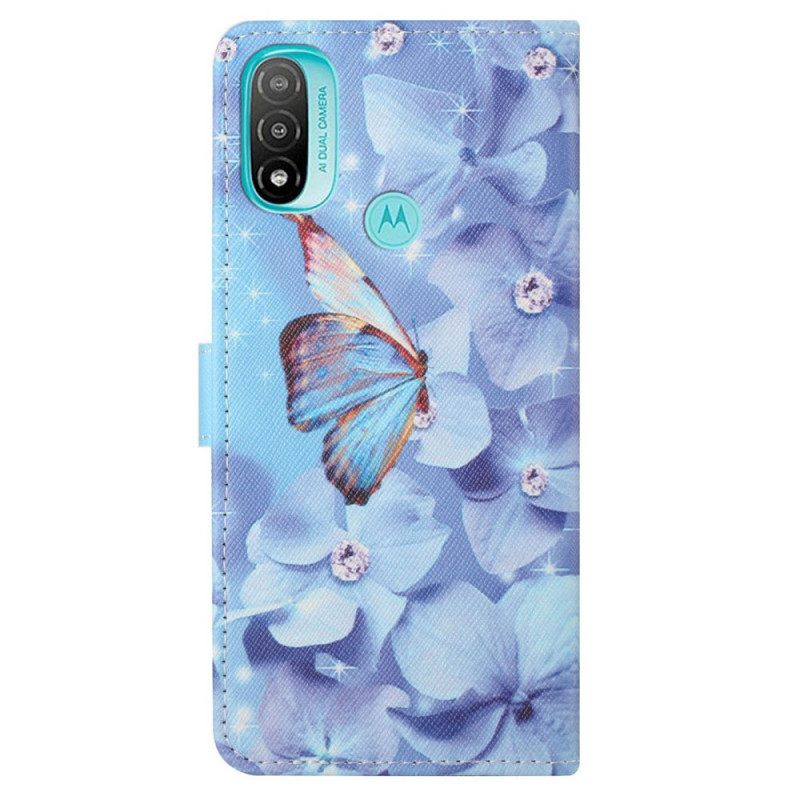 Κάλυμμα Moto G71 5G με κορδονι Strappy Diamond Butterflies