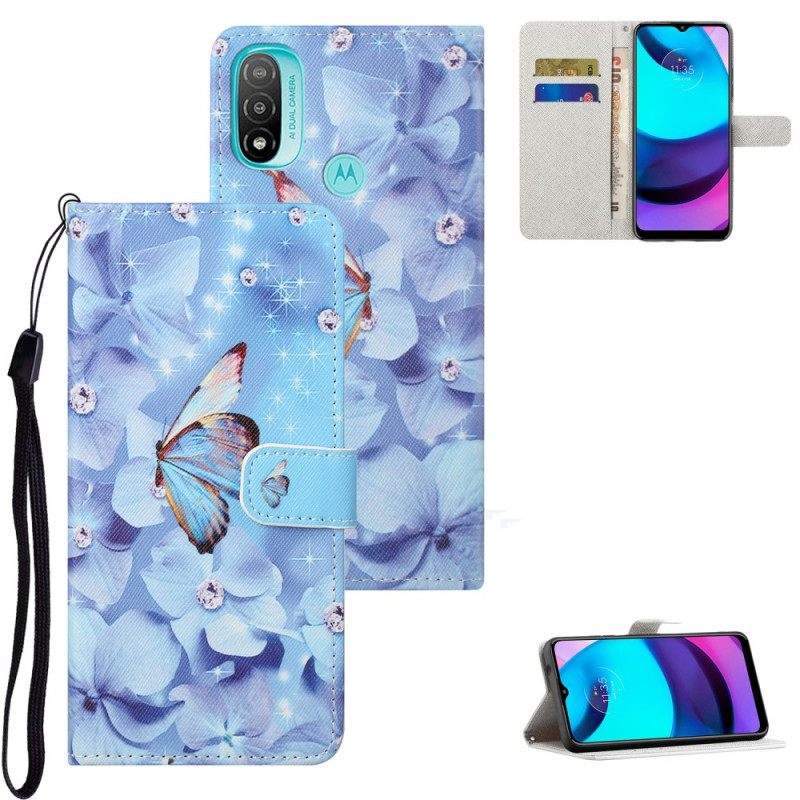 Κάλυμμα Moto G71 5G με κορδονι Strappy Diamond Butterflies