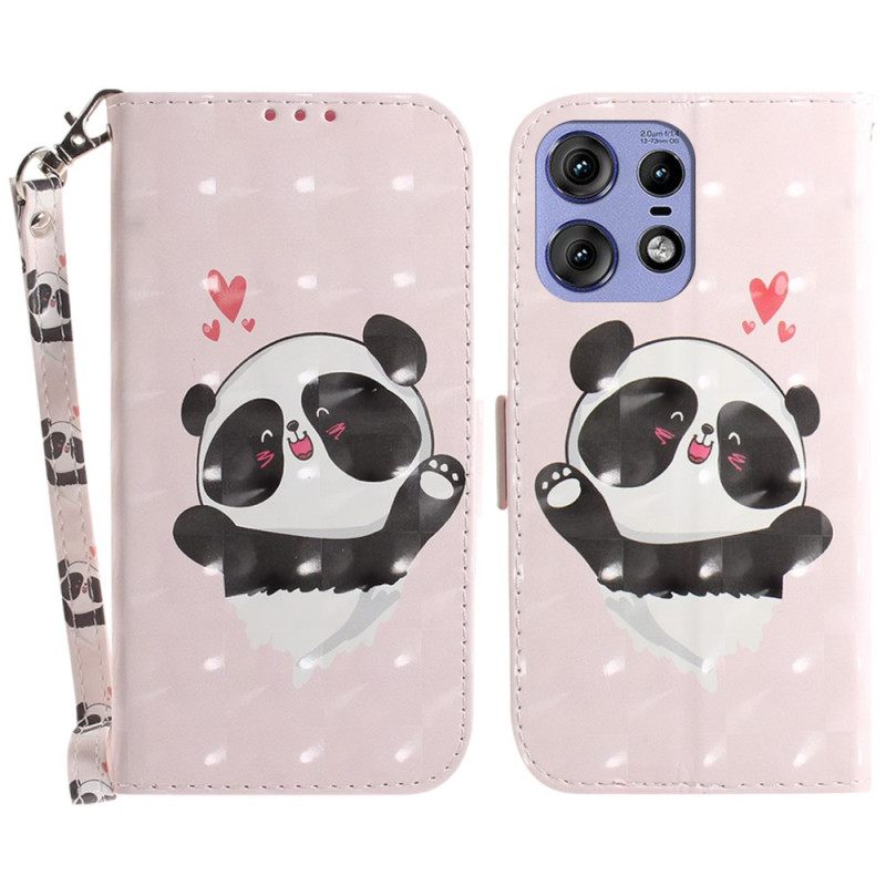 Θηκη Κινητου Motorola Edge 50 Pro Panda Love With Strap