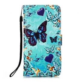 δερματινη θηκη iPhone 13 Mini με κορδονι Love Butterflies Strappy