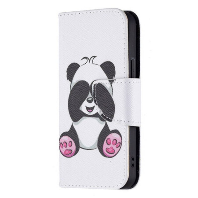 δερματινη θηκη iPhone 13 Mini Panda Fun