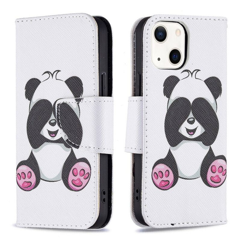 δερματινη θηκη iPhone 13 Mini Panda Fun