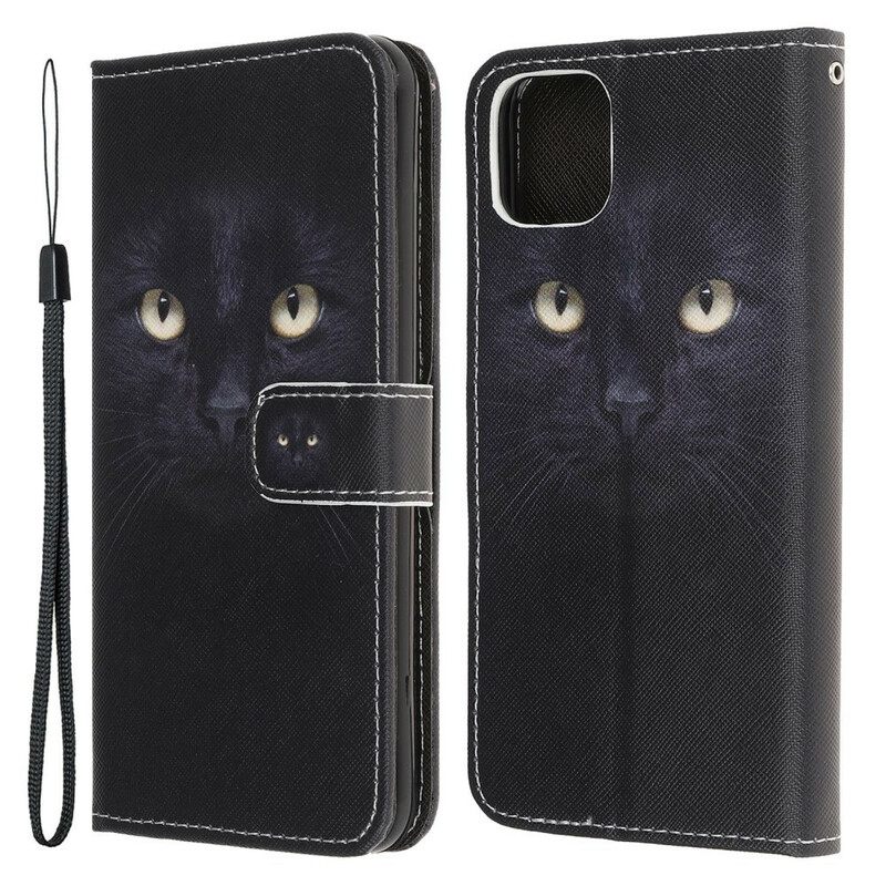 Κάλυμμα iPhone 13 Mini με κορδονι Strappy Black Cat Eyes