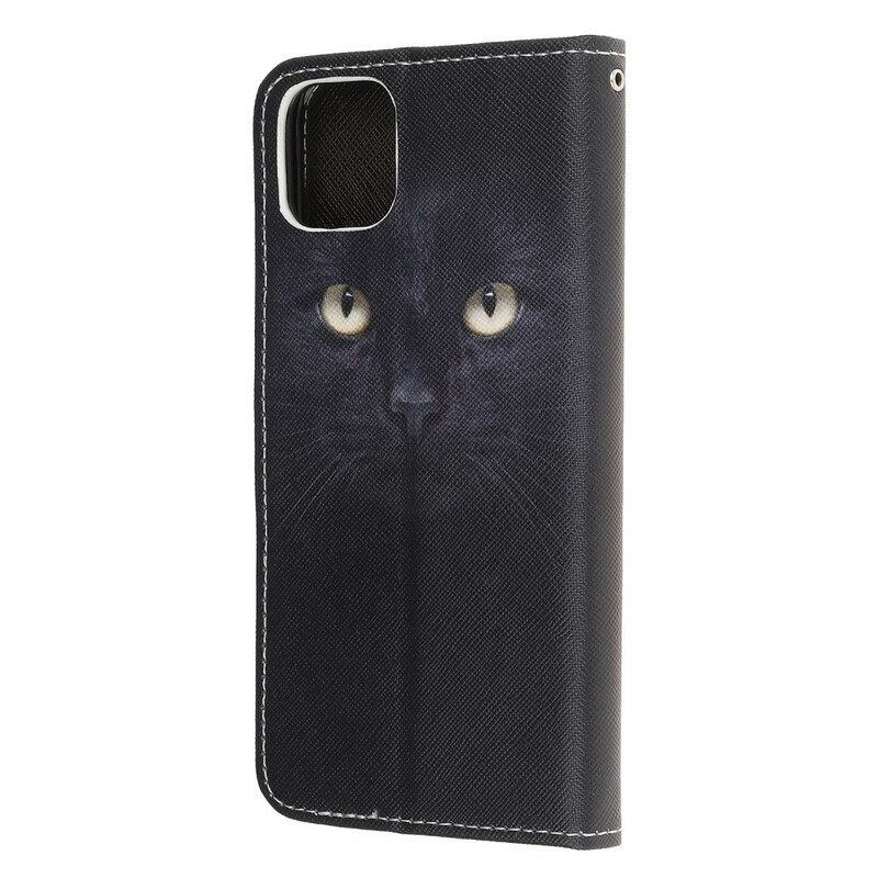 Κάλυμμα iPhone 13 Mini με κορδονι Strappy Black Cat Eyes