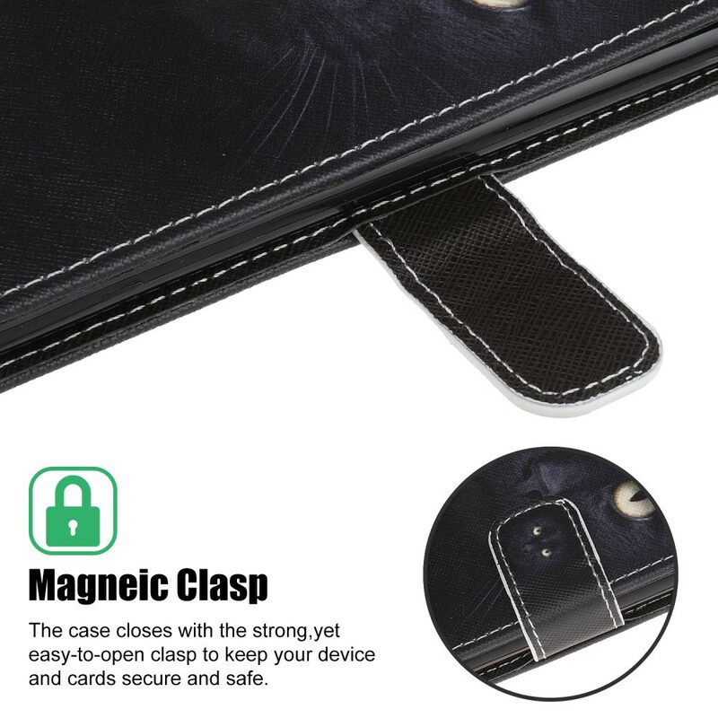 Κάλυμμα iPhone 13 Mini με κορδονι Strappy Black Cat Eyes