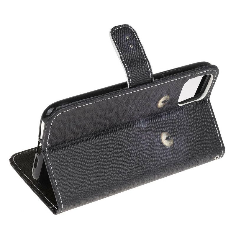 Κάλυμμα iPhone 13 Mini με κορδονι Strappy Black Cat Eyes