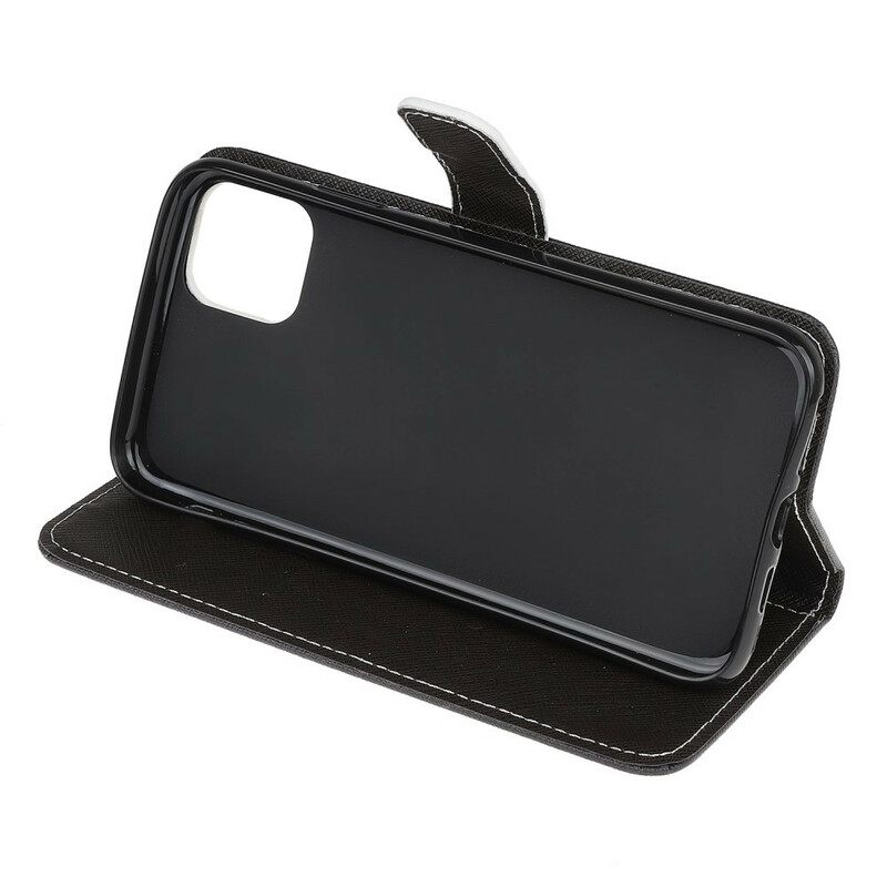 Κάλυμμα iPhone 13 Mini με κορδονι Strappy Black Cat Eyes