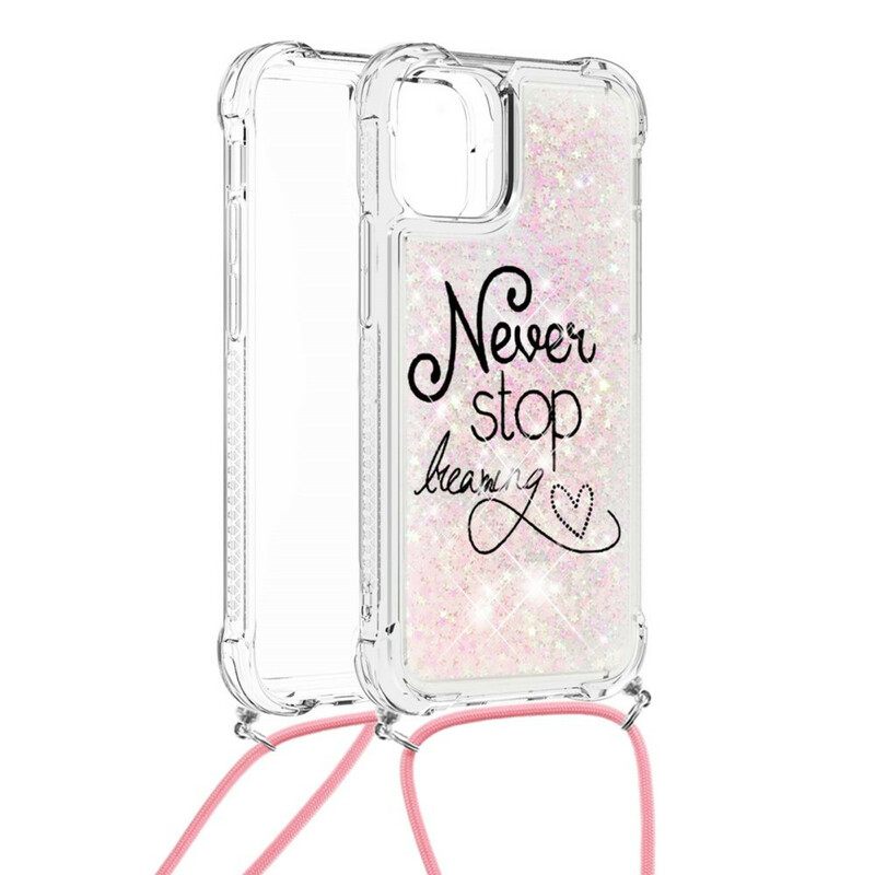 θηκη κινητου iPhone 13 Mini με κορδονι Never Stop Glitter Κορδόνι