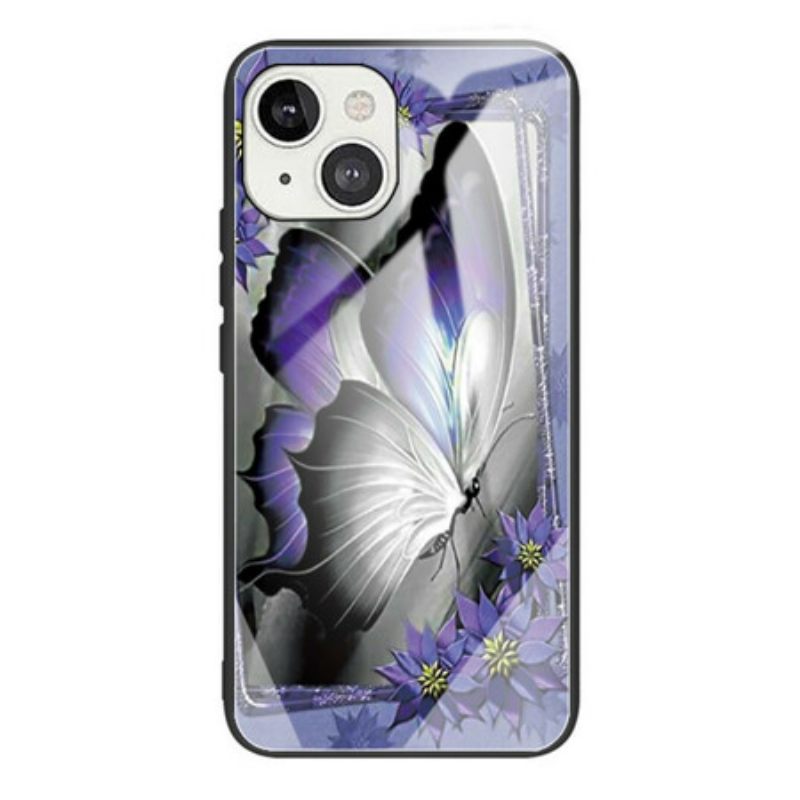 θηκη κινητου iPhone 13 Mini Μωβ Butterfly Tempered Glass