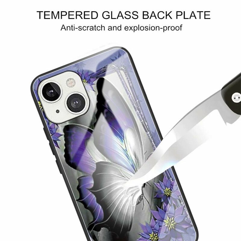 θηκη κινητου iPhone 13 Mini Μωβ Butterfly Tempered Glass