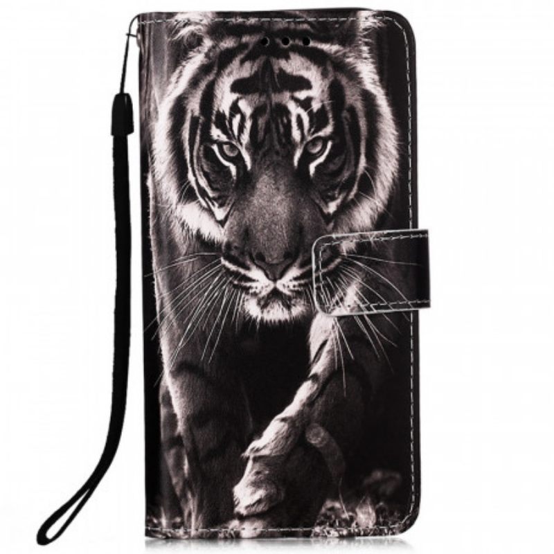 δερματινη θηκη Samsung Galaxy A33 5G με κορδονι Strappy Night Tiger