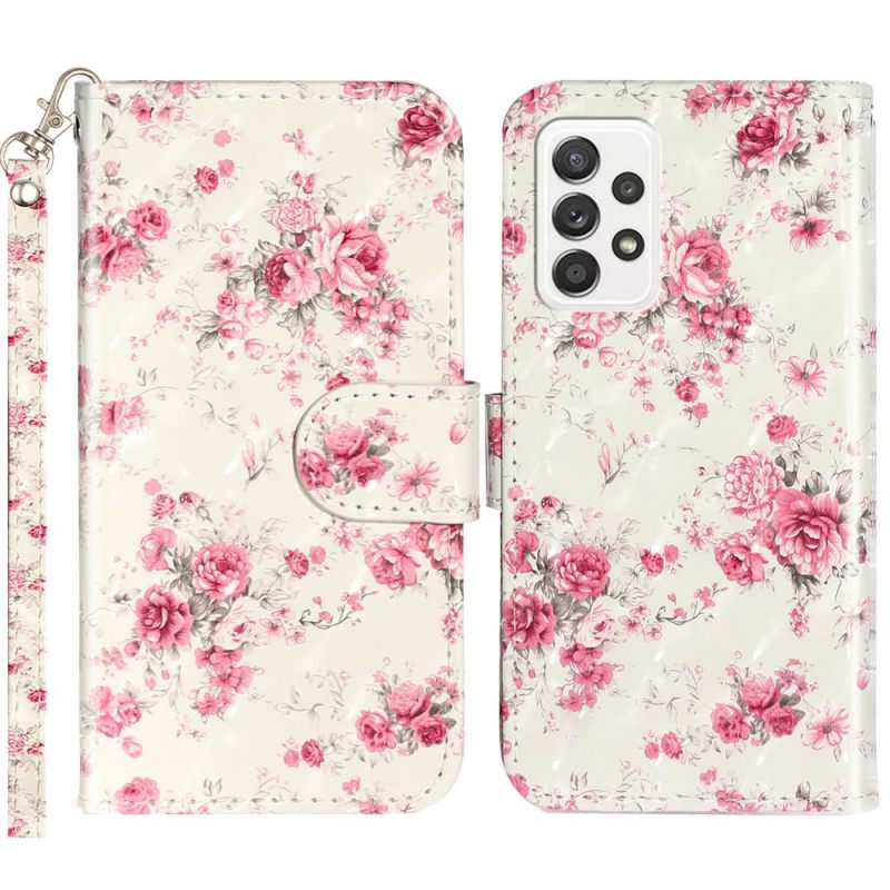 Θήκη Flip Samsung Galaxy A33 5G με κορδονι Strap Liberty Flowers