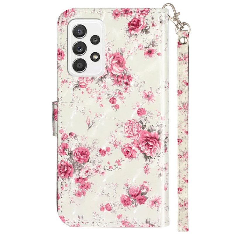 Θήκη Flip Samsung Galaxy A33 5G με κορδονι Strap Liberty Flowers