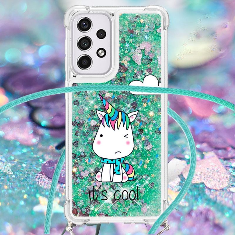 θηκη κινητου Samsung Galaxy A33 5G με κορδονι Unicorn Glitter Κορδόνι