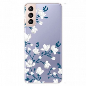 Θήκη Samsung Galaxy S22 5G Άνευ Ραφής Λευκά Λουλούδια