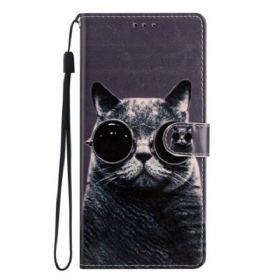 Κάλυμμα Oppo Reno 8 Lite με κορδονι Γυαλιά Cat Strappy