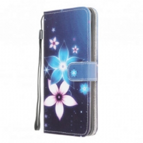 δερματινη θηκη Samsung Galaxy A22 με κορδονι Λουλούδια Lunar Strap